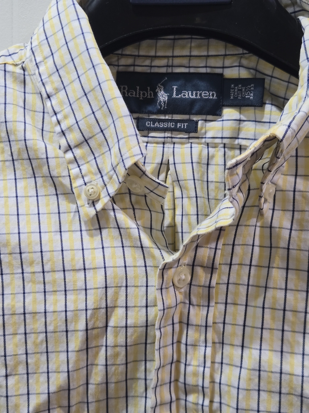 Ralph Lauren Yellow and Navy Plaid Button-Down Shirt